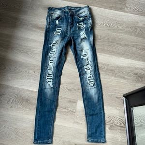 Vanilla Star Mid Rise Skinny Distressed Denim Jeans